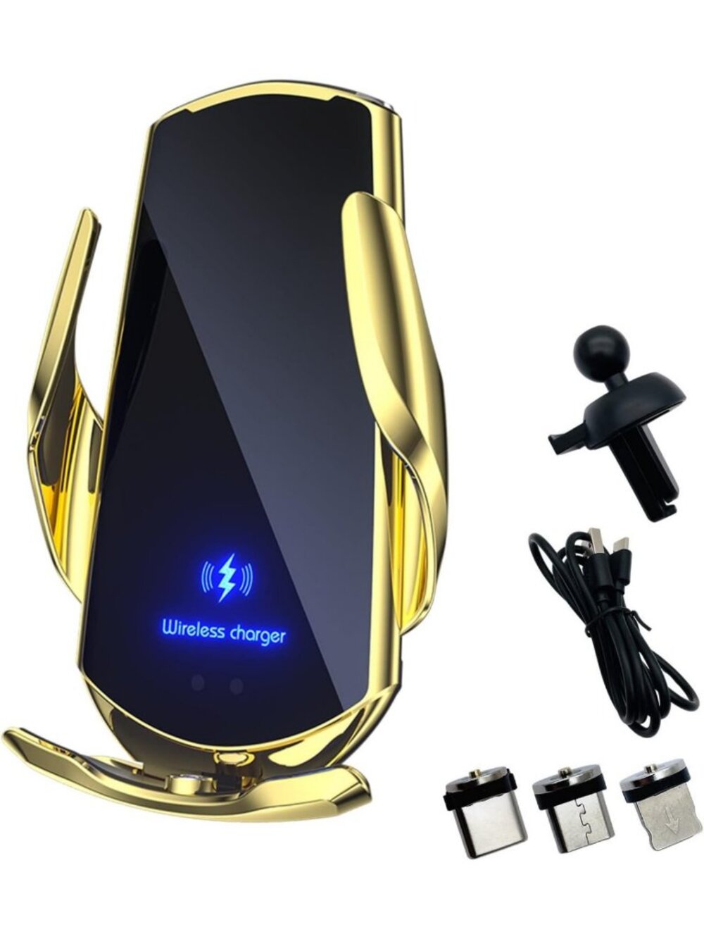 15W Wireless Car Charger - Fast Charging Auto-Clamping Phone Holder for Air Vent